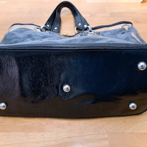 Donna Sharp Black Quilted Bag Purse w/ Detachable Plastic Cover Cheetah Lining - Picture 5 of 16